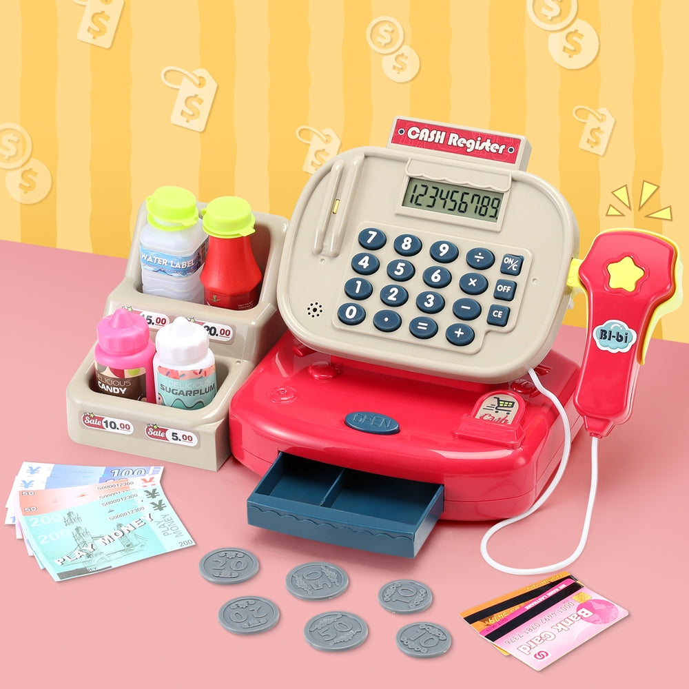 Marlook Kids Cash Register Calculator Pretend Play Shops Money Checkout Toys Set