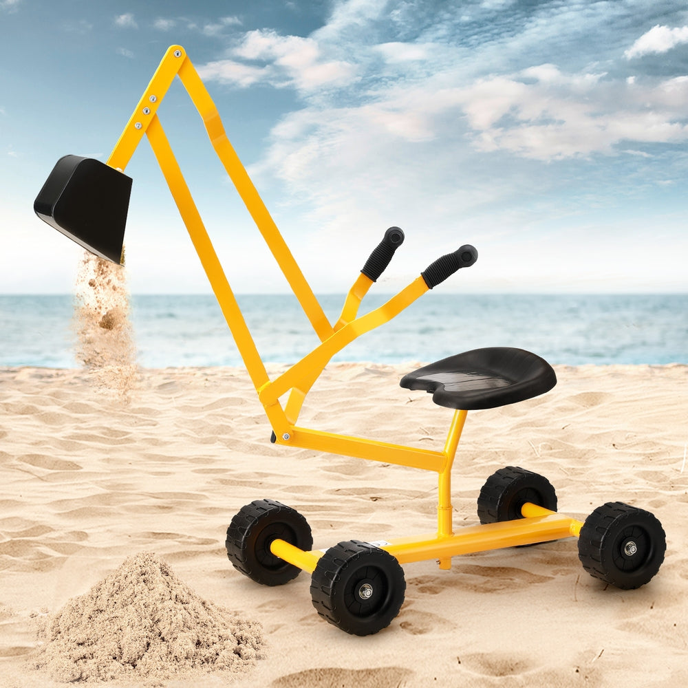 Marlook Kids Ride On Car Digger Bulldozer Sandpit Play Toys Rotate Seat Yellow