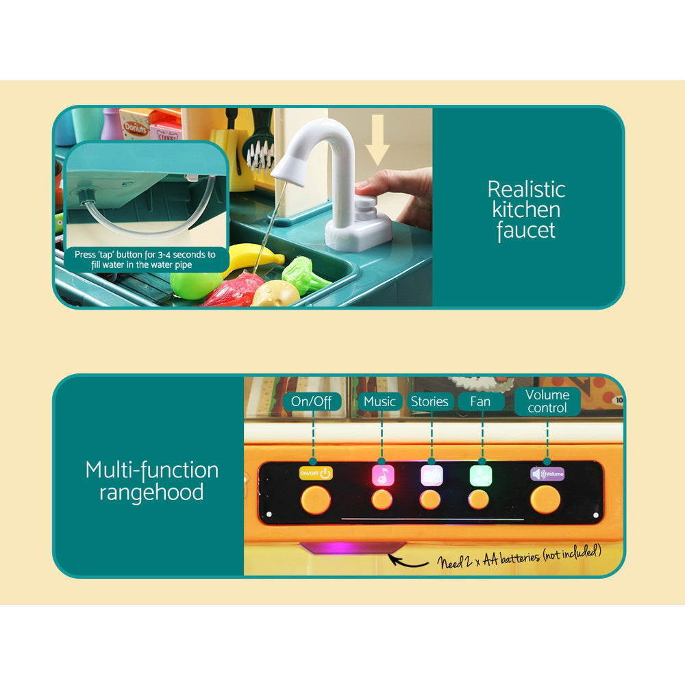 Marlook Kids Kitchen Pretend Play Set Cooking Sound Steam Light Function