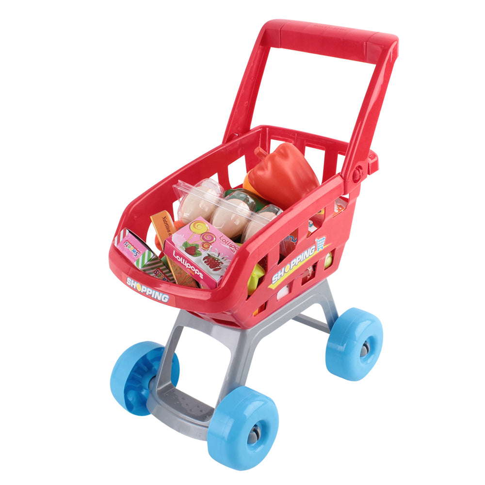 Marlook Kids Pretend Role Play Supermarket 24 Piece Playset Cash Register Trolley