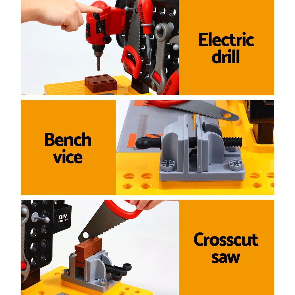 Marlook Kids Pretend Workbench DIY Tools 54 Piece Children Role Play Toys Black