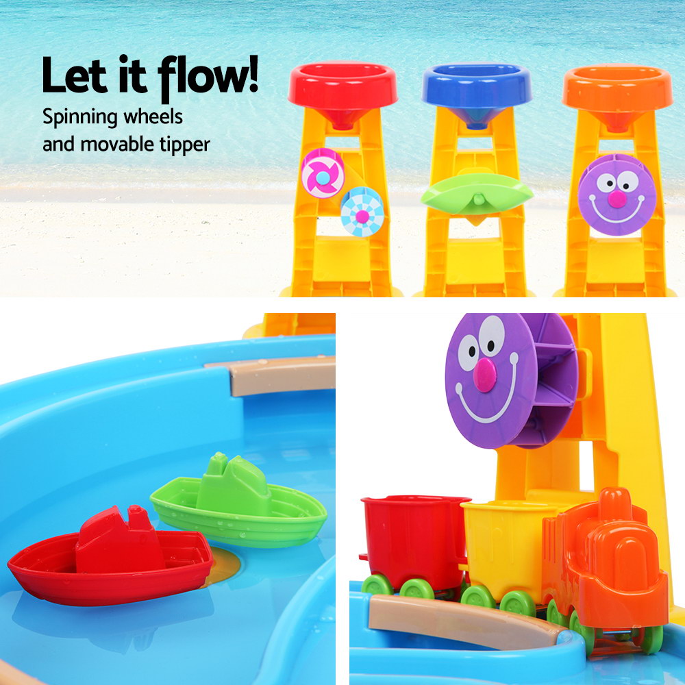 Marlook Kids Sandpit Pretend Play Set Water Sand Table Children Outdoor Toy Umbrella