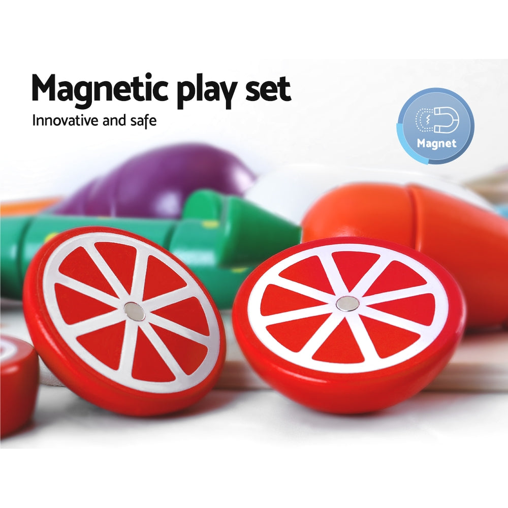 Marlook Kids Kitchen Play Set Wooden Pretend Toys Cooking Utensils Pots Pans Food