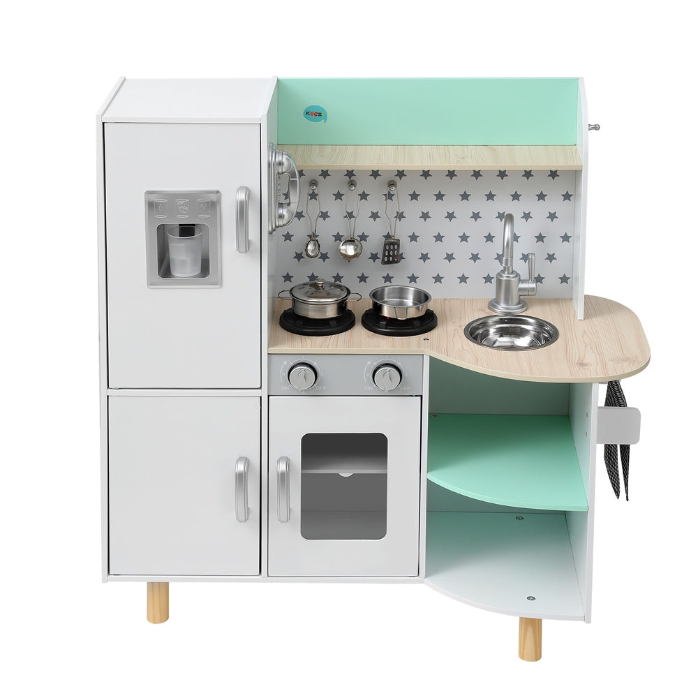 Marlook Kids Wooden Pretend Kitchen Play Sets Cooking Toys Oven Fridge 85CM Green