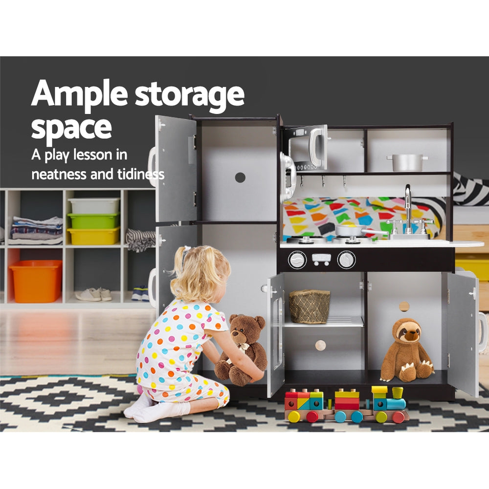 Marlook Kids Kitchen Play Set Wooden Pretend Toys Cooking Children Stove Fridge