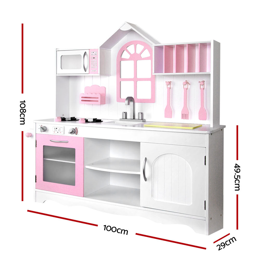 Marlook Kids Kitchen Play Set Wooden Pretend Toys Cooking Children Storage Cabinet