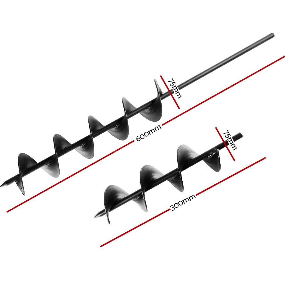 Marlook Power Garden Spiral Auger Hole Digger Earth Drill Bit Φ75x300 & 600mm