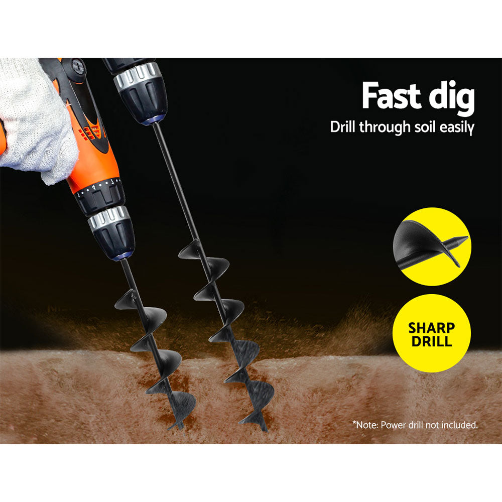 Marlook Power Garden Spiral Auger Hole Digger Earth Drill Bit Φ75x300 & 600mm