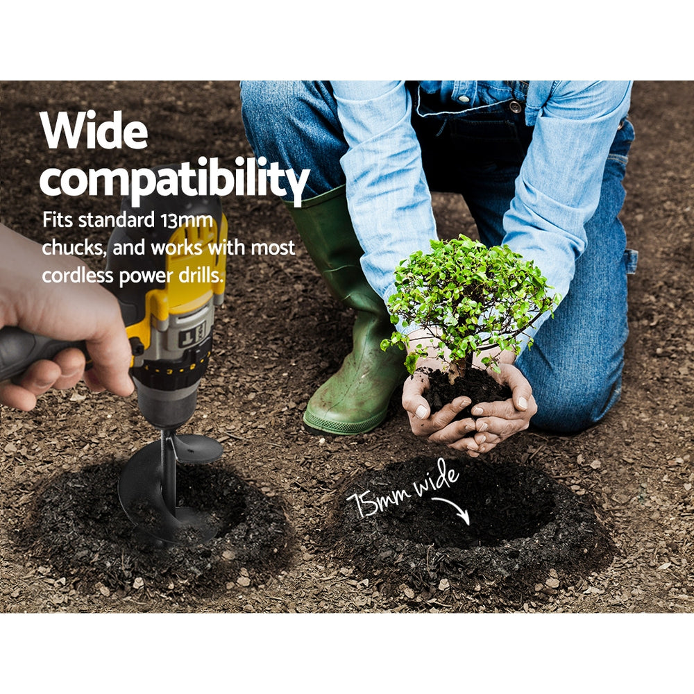 Marlook Power Garden Auger Small Earth Planter 75 X 600MM Black