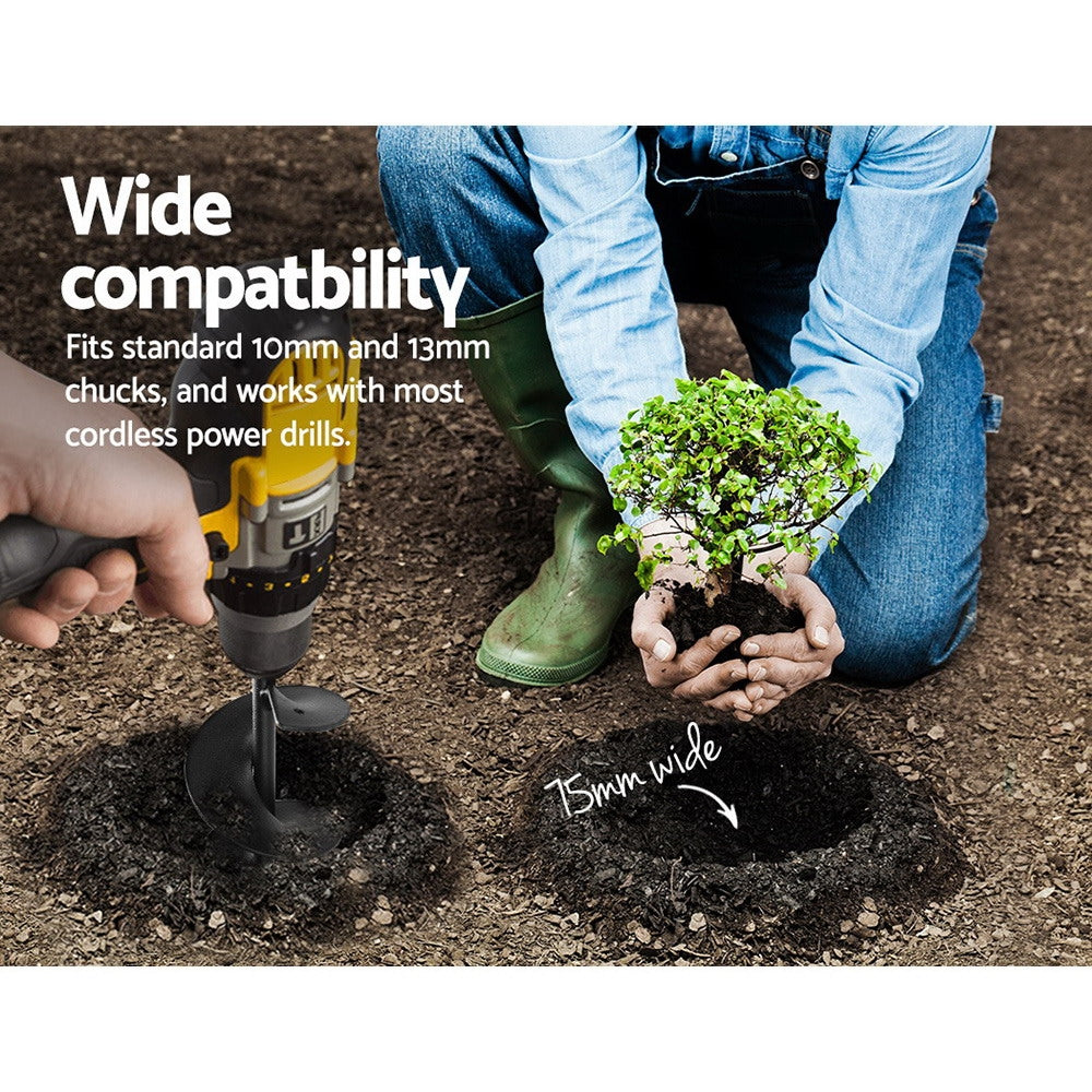 Marlook Power Garden Auger Small Earth Planter 75 X 600MM Black