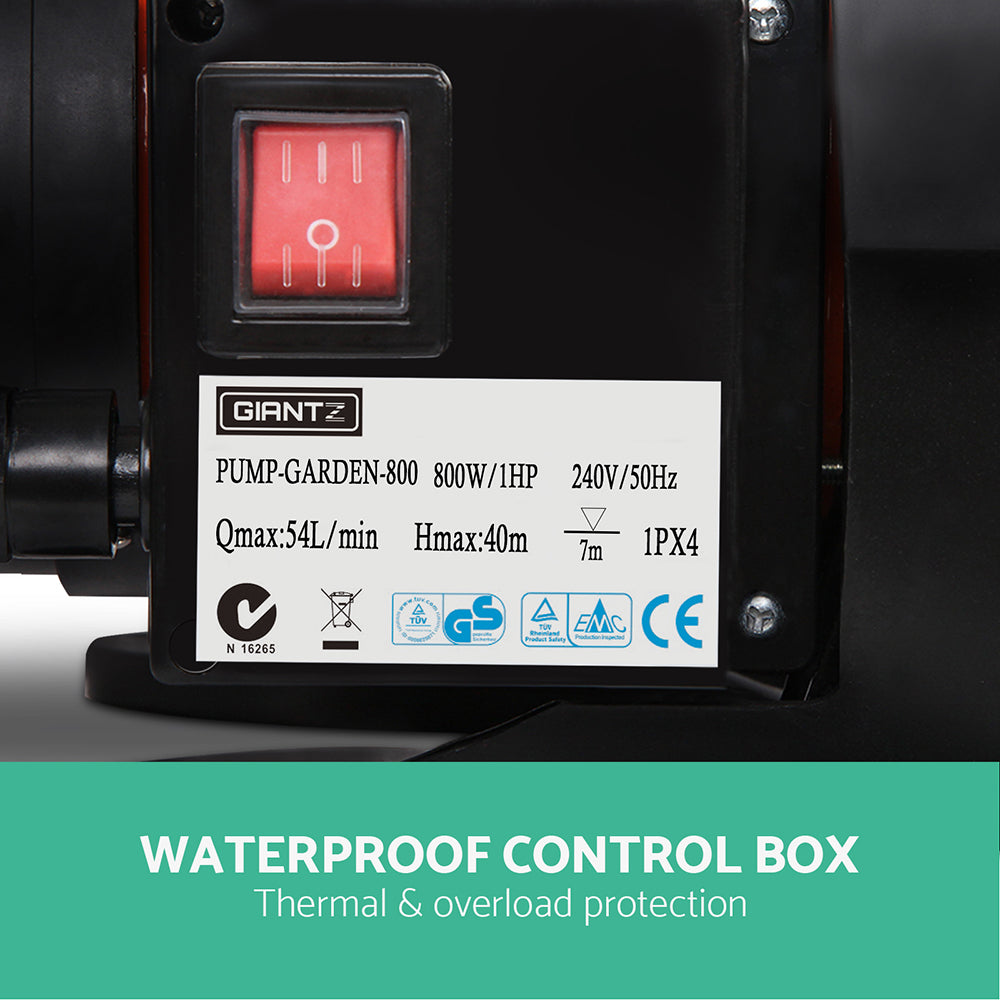 Marlook Garden Water Pump High Pressure 800W Tank Rain Farm Irrigation House