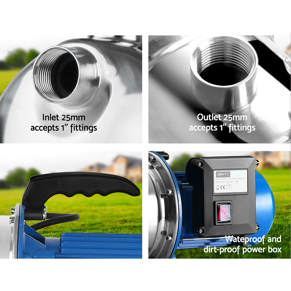 Marlook Garden Water Jet Pump High Pressure 1100W Tank Rain Farm Irrigation House