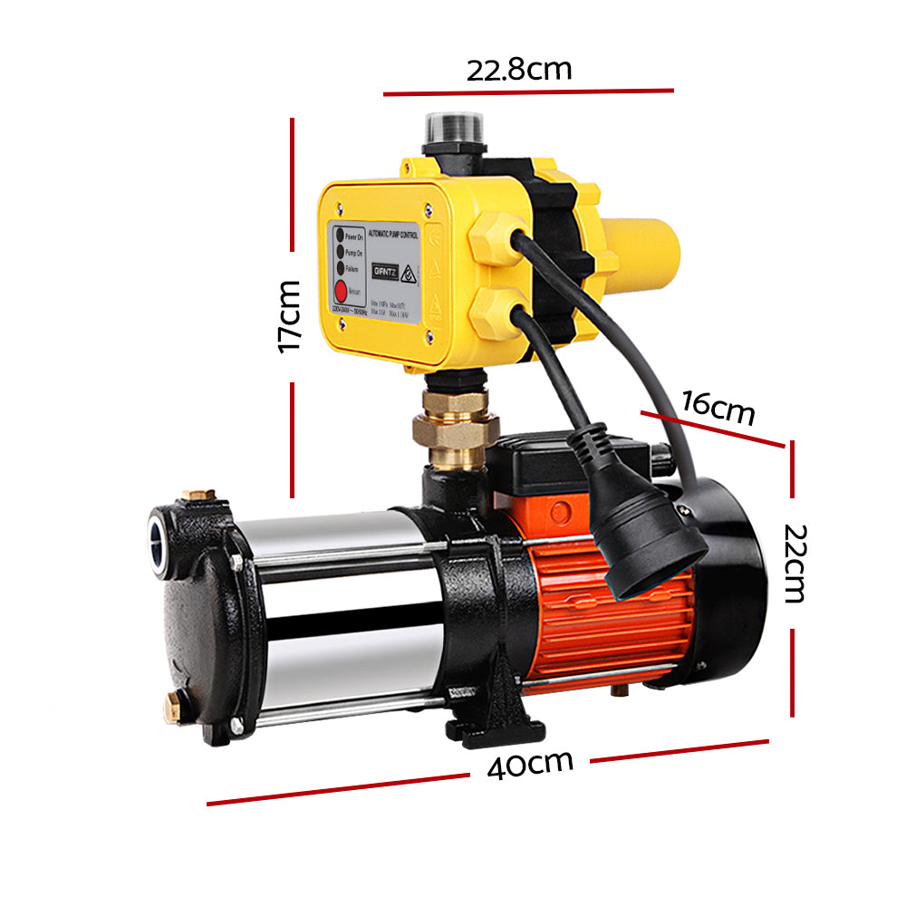 Marlook Garden Water Pump High Pressure 1800W Multi Stage Tank Rain Irrigation Yellow