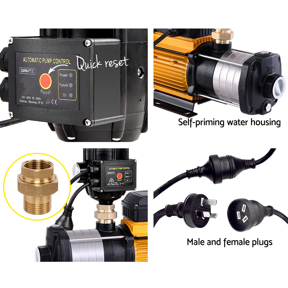 Marlook Garden Water Pump High Pressure 2000W Multi Stage Tank Rain Irrigation Black