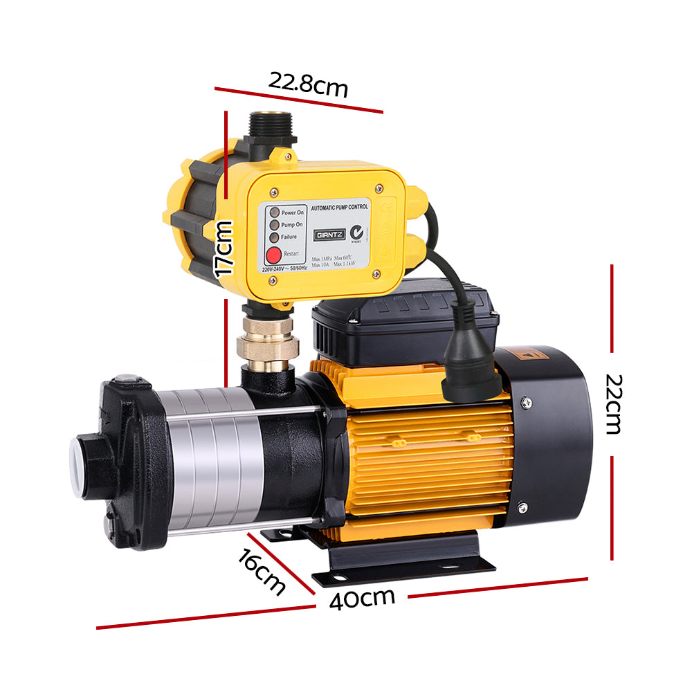 Marlook Garden Water Pump High Pressure 2000W Multi Stage Tank Rain Irrigation Yellow
