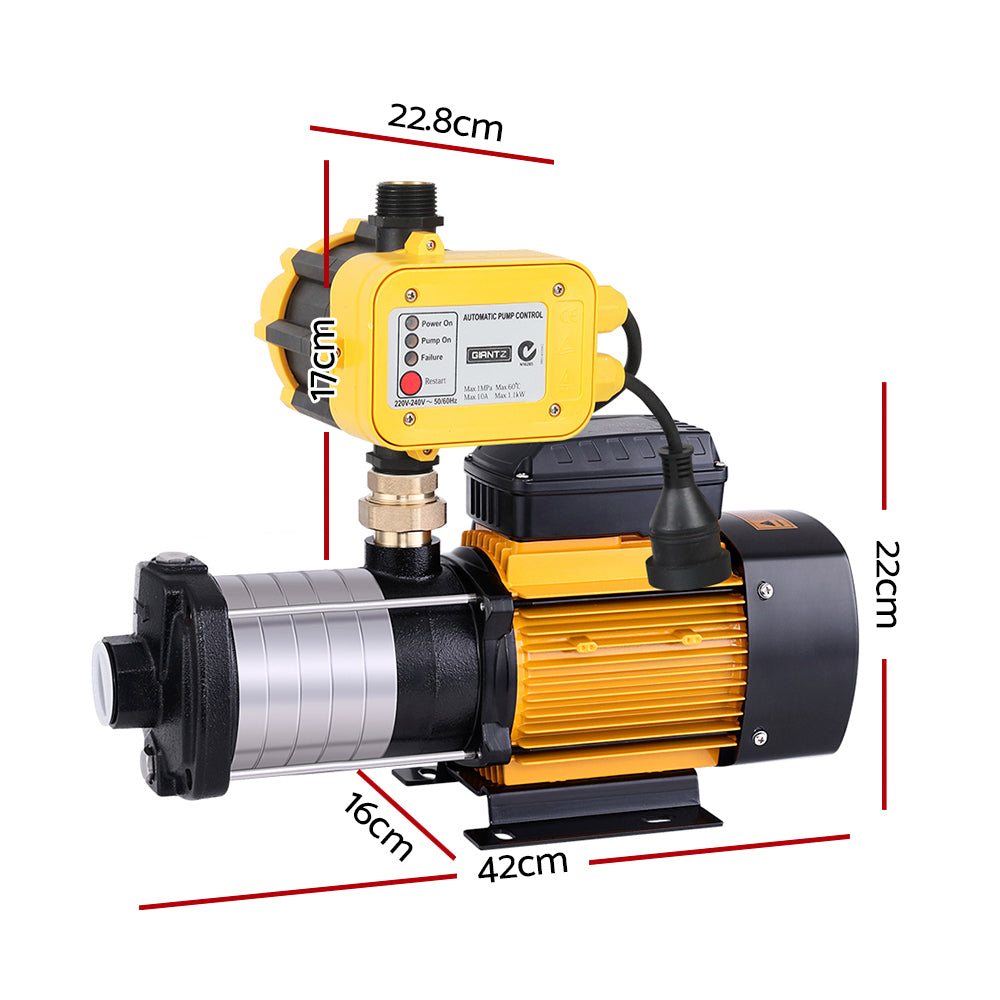 Marlook Garden Water Pump High Pressure 2500W Multi Stage Tank Rain Irrigation Yellow