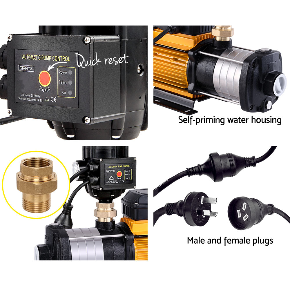 Marlook Garden Water Pump High Pressure 2500W Multi Stage Tank Rain Irrigation Yellow
