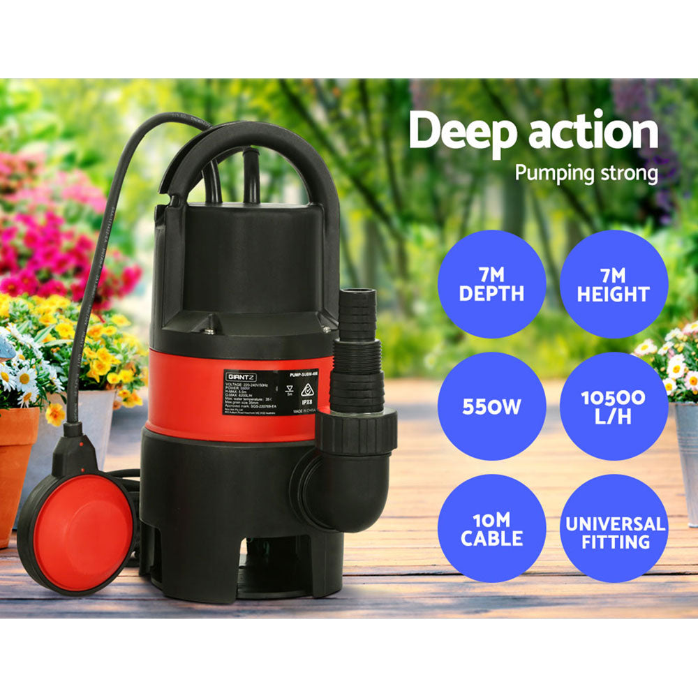 Marlook Garden Submersible Pump 550W Dirty Water Bore Tank Well Steel Sewerage