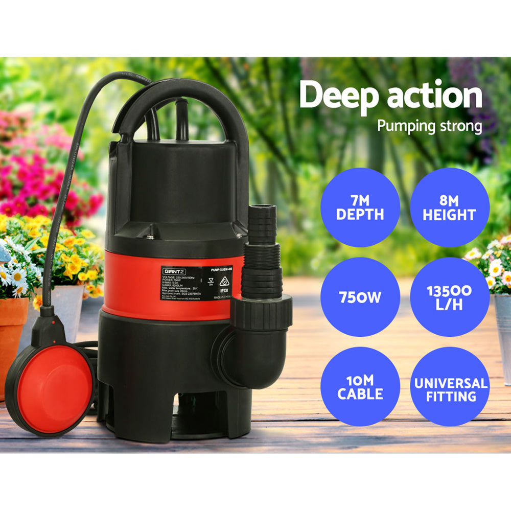 Marlook 750W Water Pump Dirty Submersible Sump Swim Pool Flooding Pond Clean