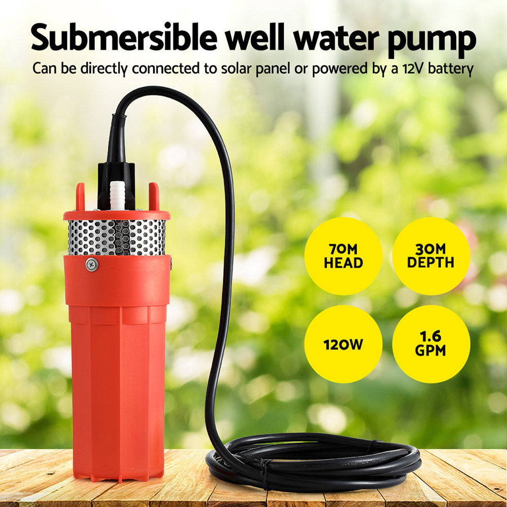 Marlook Submersible Solar Water Pump 24V 70M Head Deep Well Bore Self-priming