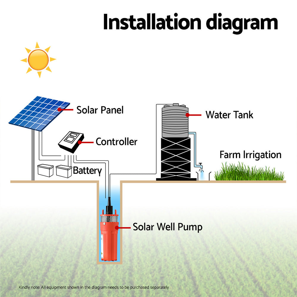 Marlook Submersible Solar Water Pump 24V 70M Head Deep Well Bore Self-priming
