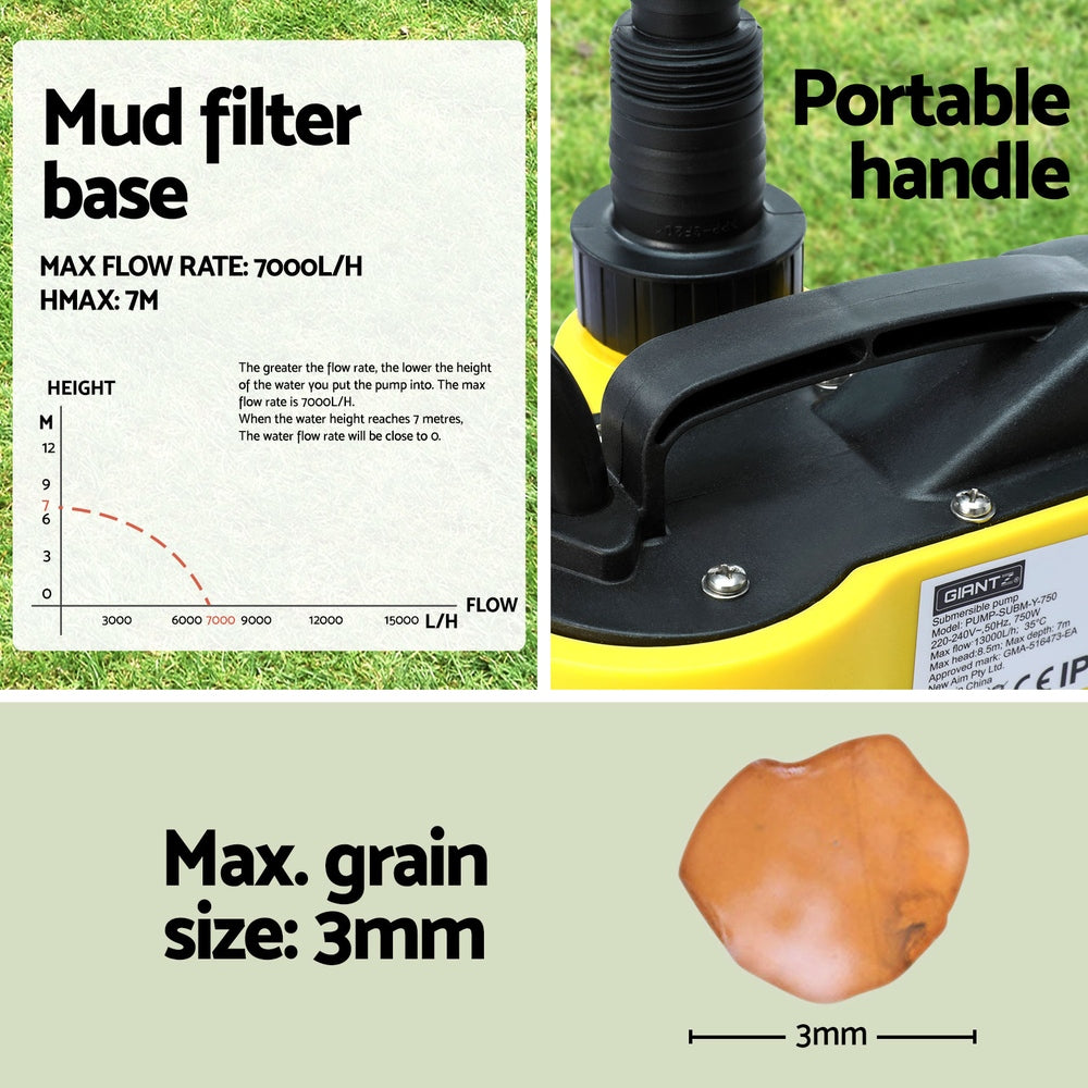 Marlook Garden Water Submersible Pump 400W Dirty Bore Sewerage Tank Well Steel