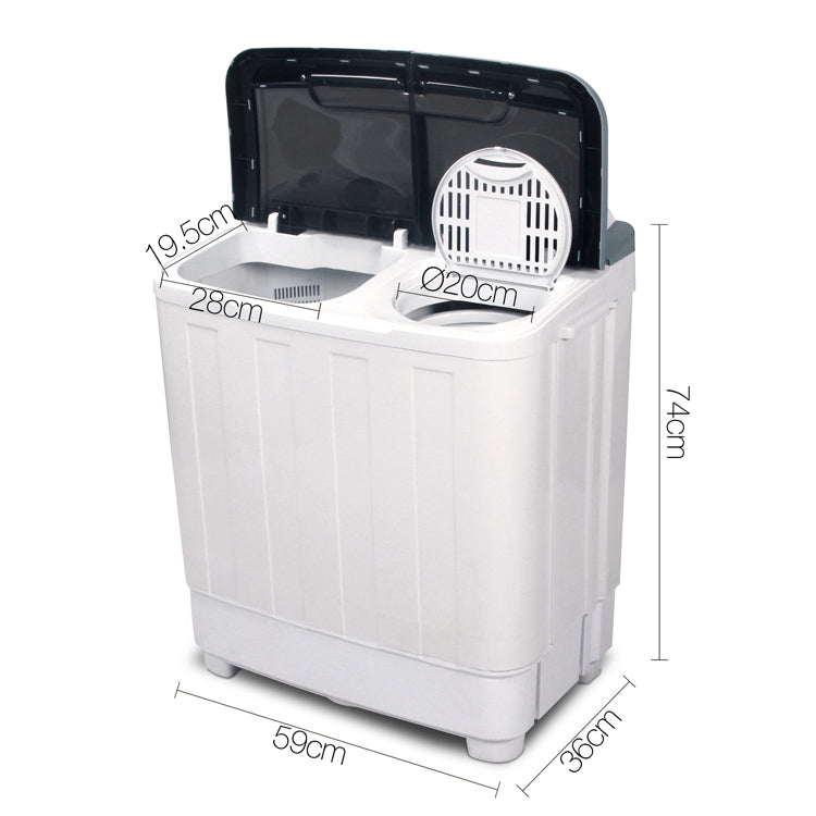 Marlook Portable Washing Machine Twin Tub 5KG White