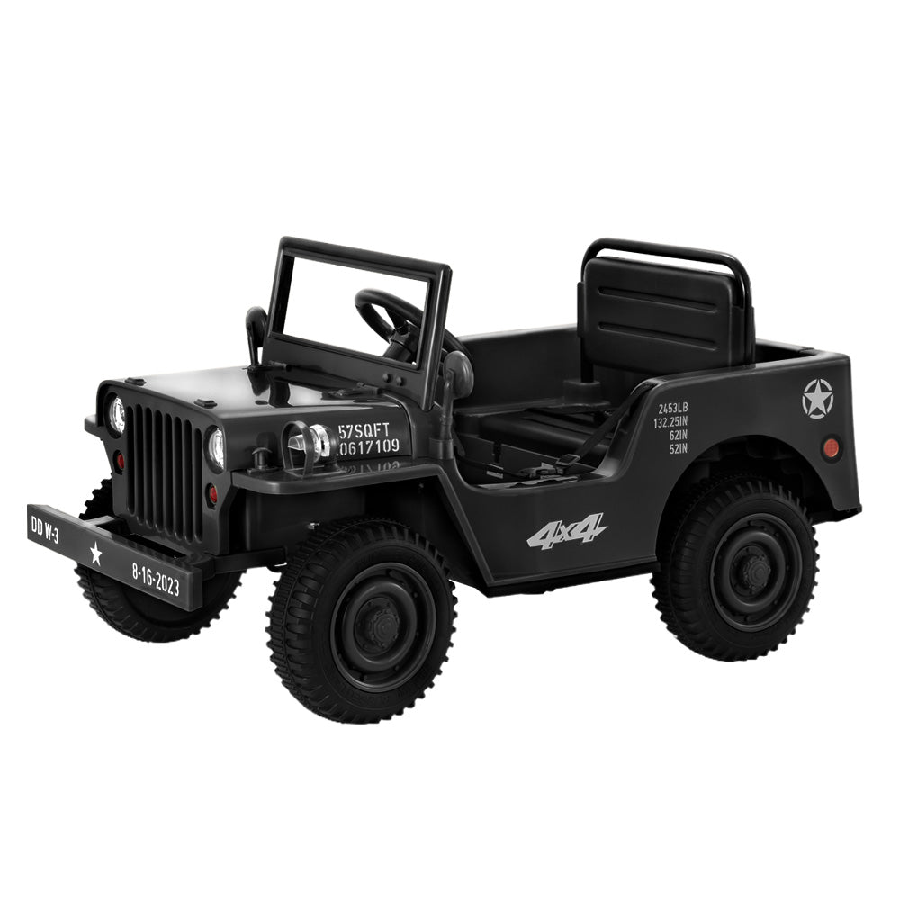 Marlook Kids Electric Ride On Car Jeep Military Off Road Toy Cars Remote 12V Black