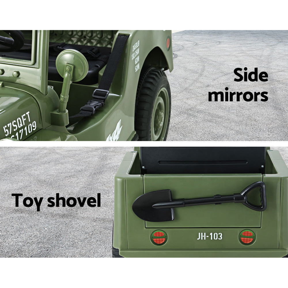 Marlook Kids Electric Ride On Car Jeep Military Off Road Toy Cars Remote 12V Olive