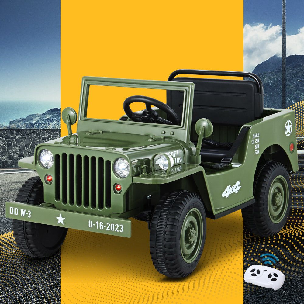Marlook Kids Electric Ride On Car Jeep Military Off Road Toy Cars Remote 12V Olive