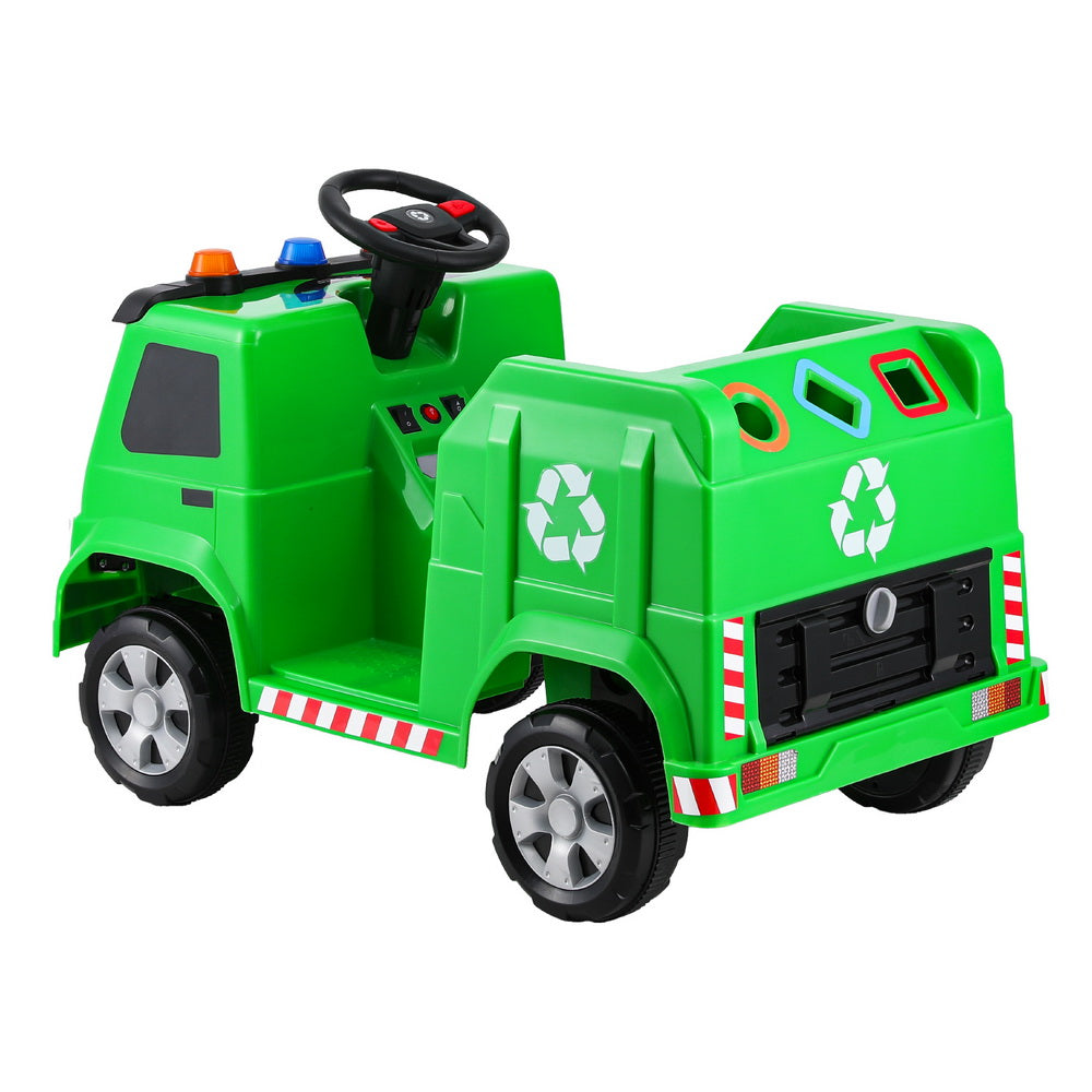 Marlook Kids Ride On Car Garbage Truck Police Light 12V Electric Toys Cars Green