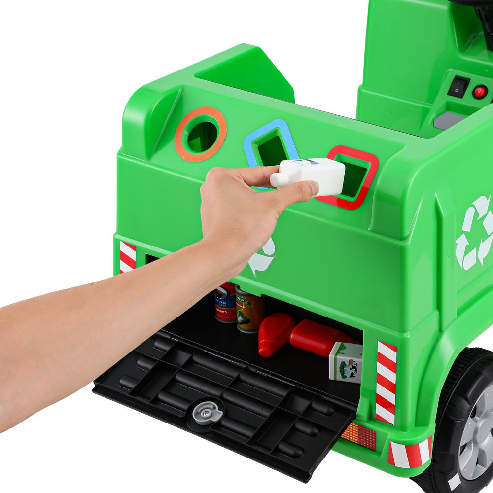 Marlook Kids Ride On Car Garbage Truck Police Light 12V Electric Toys Cars Green
