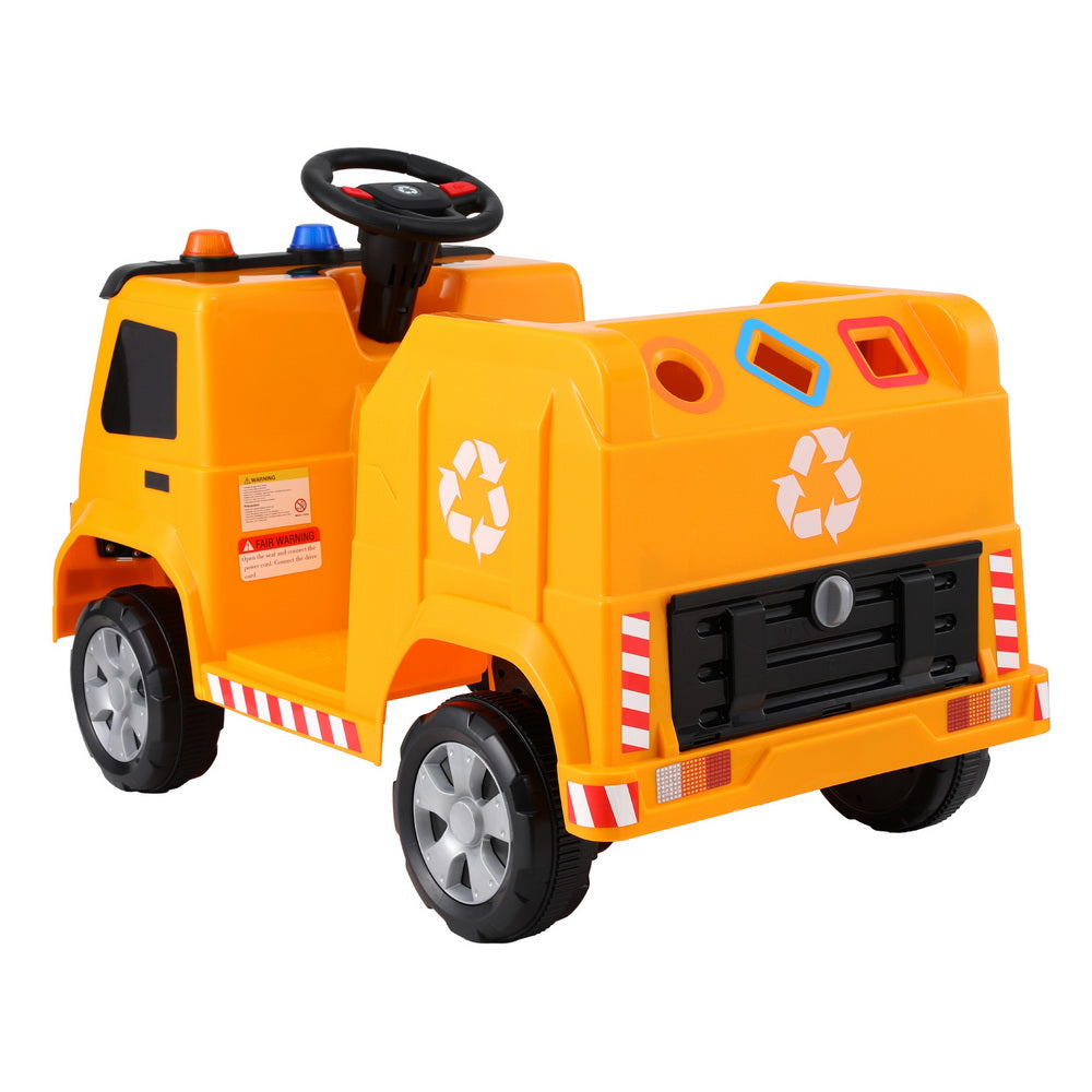 Marlook Kids Ride On Car Garbage Truck Police Light 12V Electric Toys Cars Yellow