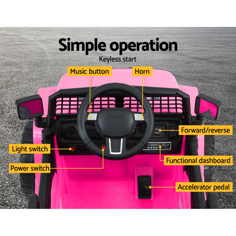 Marlook Kids Electric Ride On Car Jeep Toy Cars Remote 12V Pink