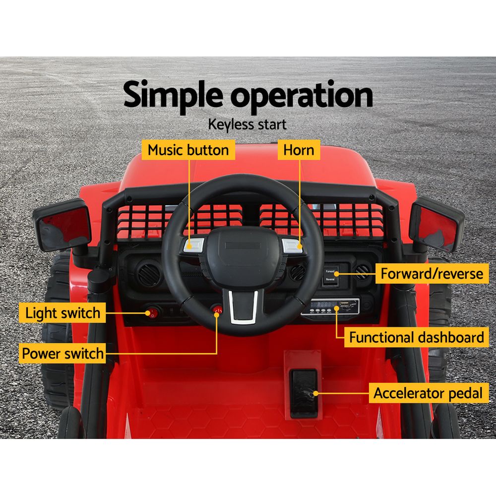 Marlook Kids Electric Ride On Car Jeep Toy Cars Remote 12V Red