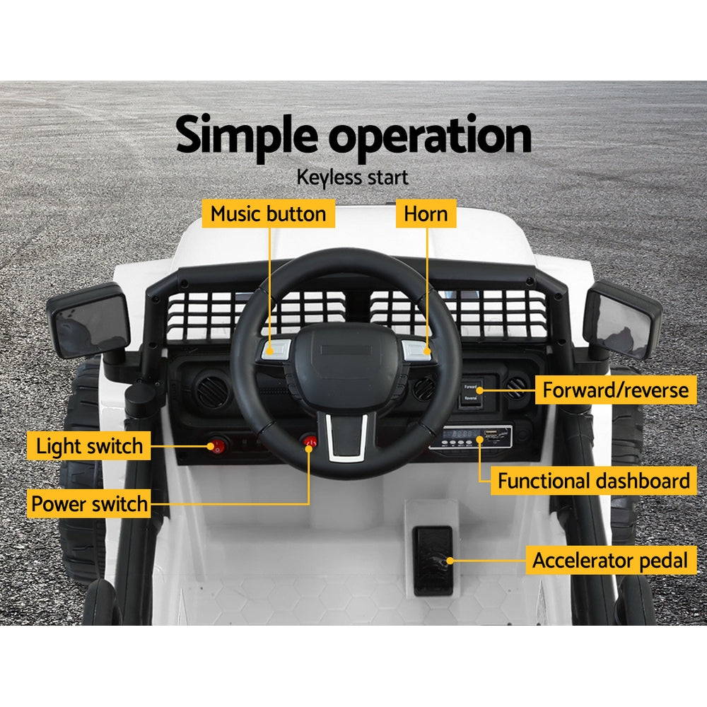 Marlook Kids Electric Ride On Car Jeep Toy Cars Remote 12V White