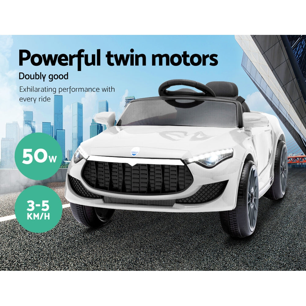 Marlook Kids Electric Ride On Car Cars Music Headlight Remote Control 12V White