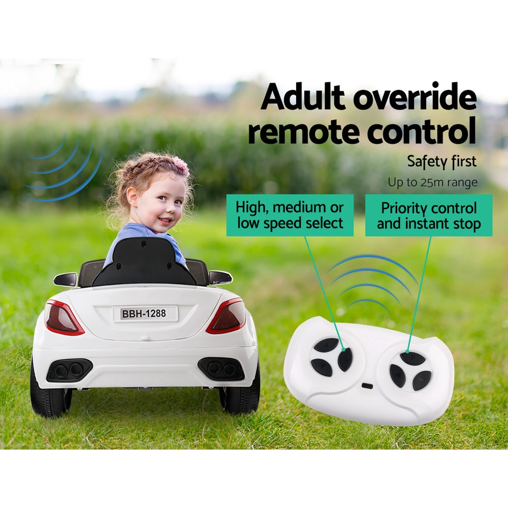 Marlook Kids Electric Ride On Car Cars Music Headlight Remote Control 12V White
