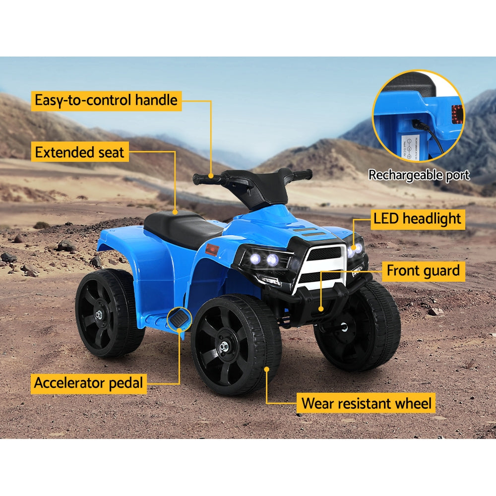 Marlook Kids Ride On ATV Quad Motorbike Car 4 Wheeler Electric Toys Battery Blue