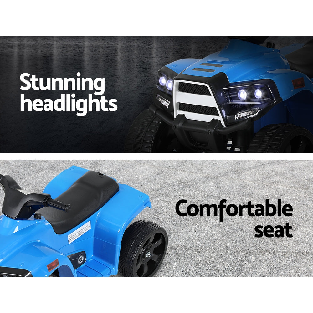 Marlook Kids Ride On ATV Quad Motorbike Car 4 Wheeler Electric Toys Battery Blue