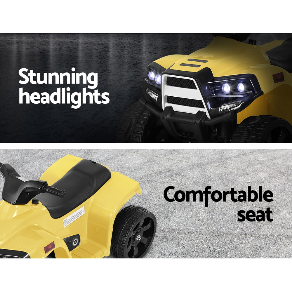 Marlook Kids Ride On ATV Quad Motorbike Car 4 Wheeler Electric Toys Battery Yellow