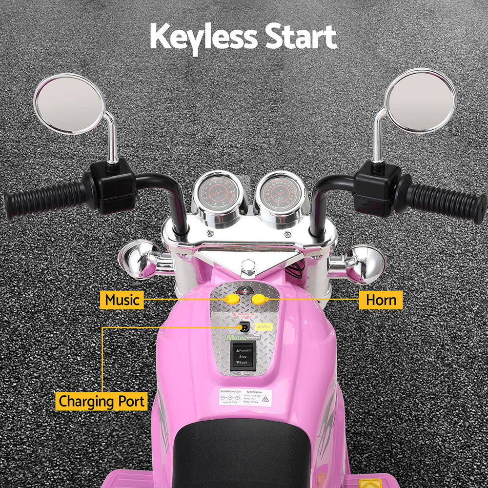 Marlook Kids Ride On Car Motorcycle Motorbike Electric Toys Horn Music 6V Pink