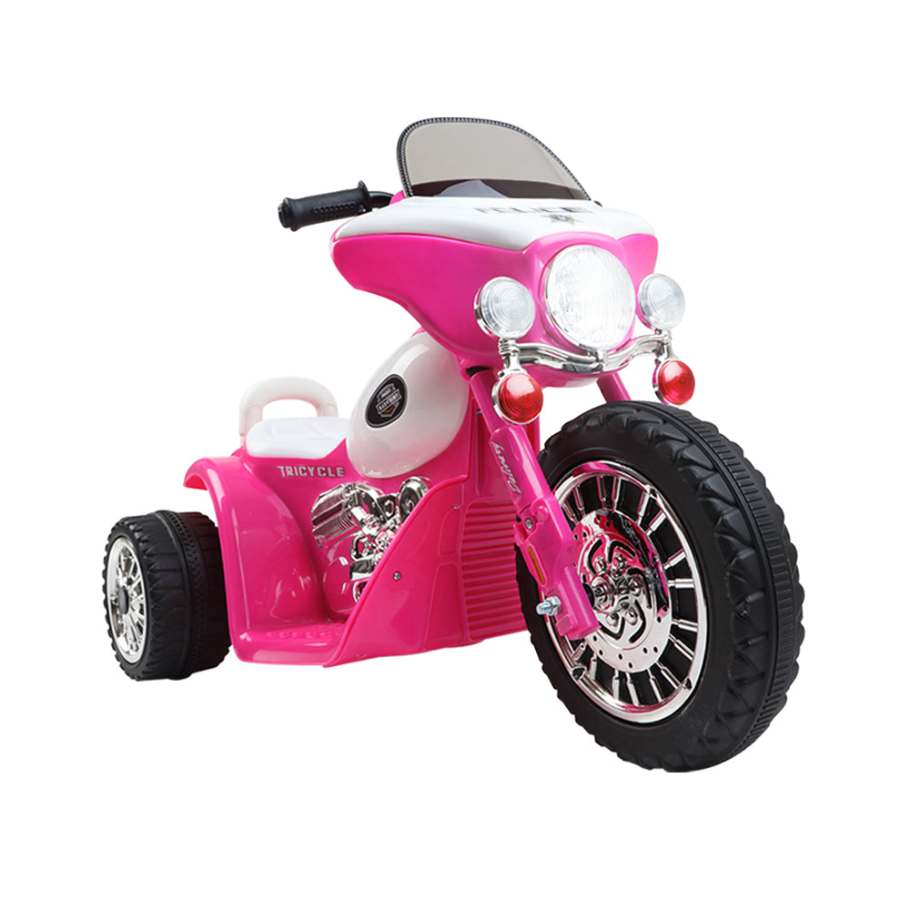 Marlook Kids Electric Ride On Patrol Police Car Harley-Inspired 6V Pink