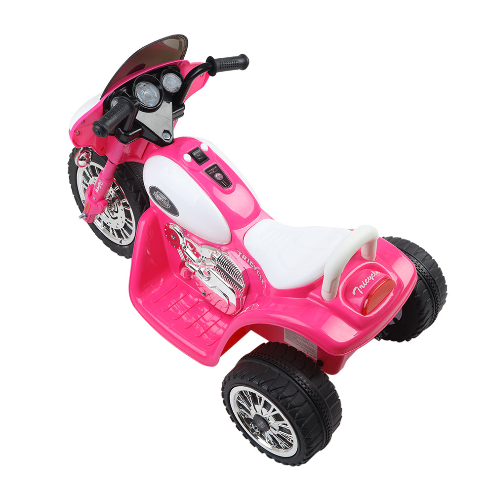 Marlook Kids Electric Ride On Patrol Police Car Harley-Inspired 6V Pink