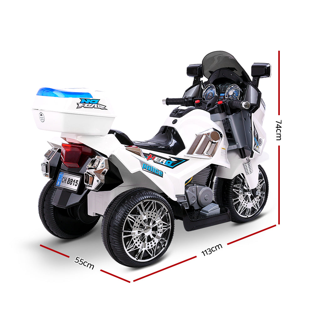 Marlook Kids Electric Ride On Patrol Police Car BMW-Inspired S1K 6V Battery White