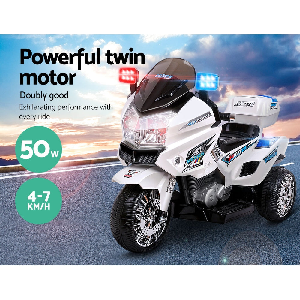 Marlook Kids Electric Ride On Patrol Police Car BMW-Inspired S1K 6V Battery White