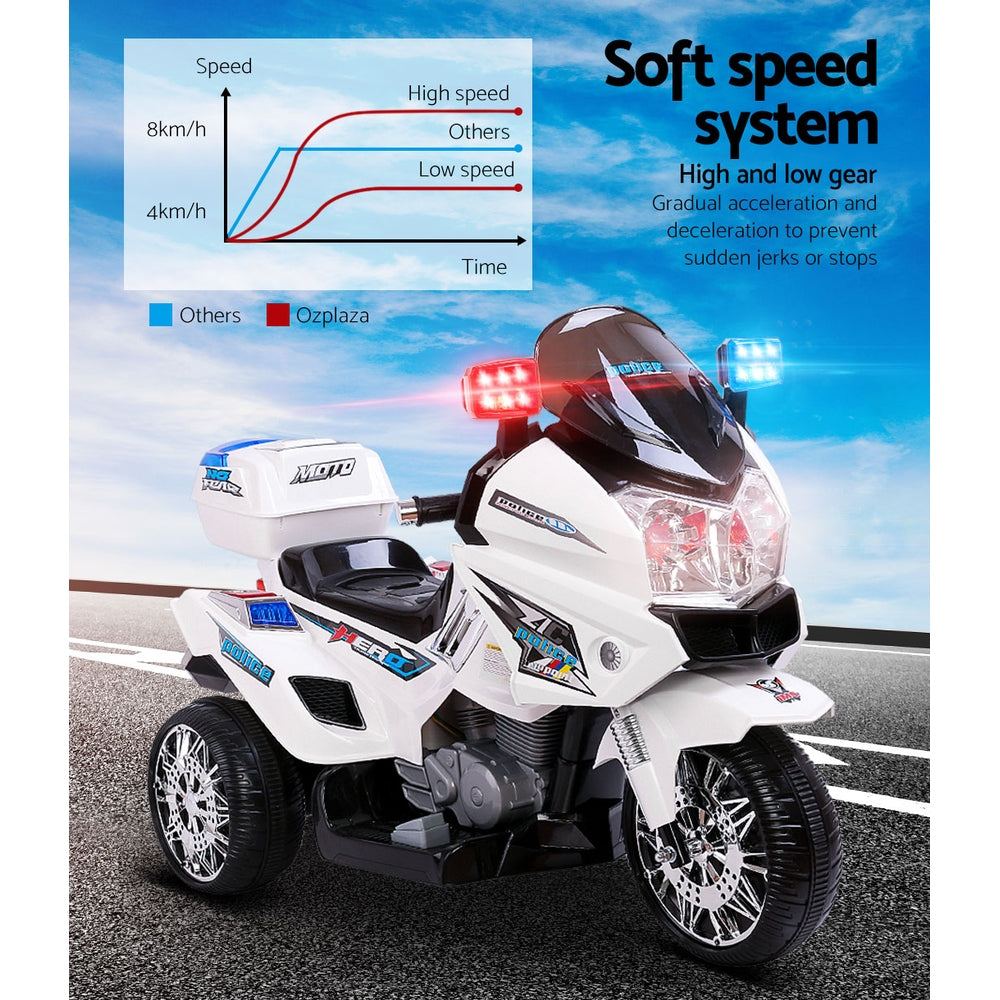 Marlook Kids Electric Ride On Patrol Police Car BMW-Inspired S1K 6V Battery White