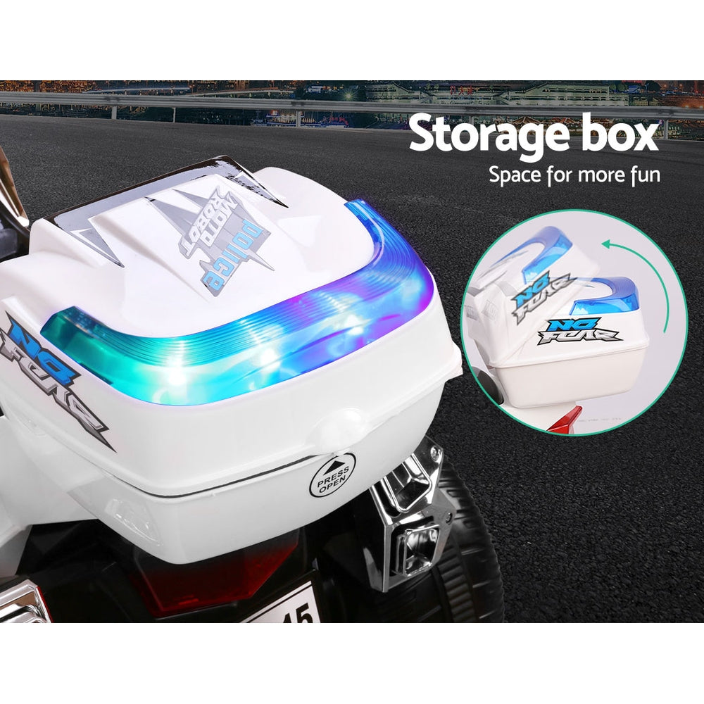 Marlook Kids Electric Ride On Patrol Police Car BMW-Inspired S1K 6V Battery White