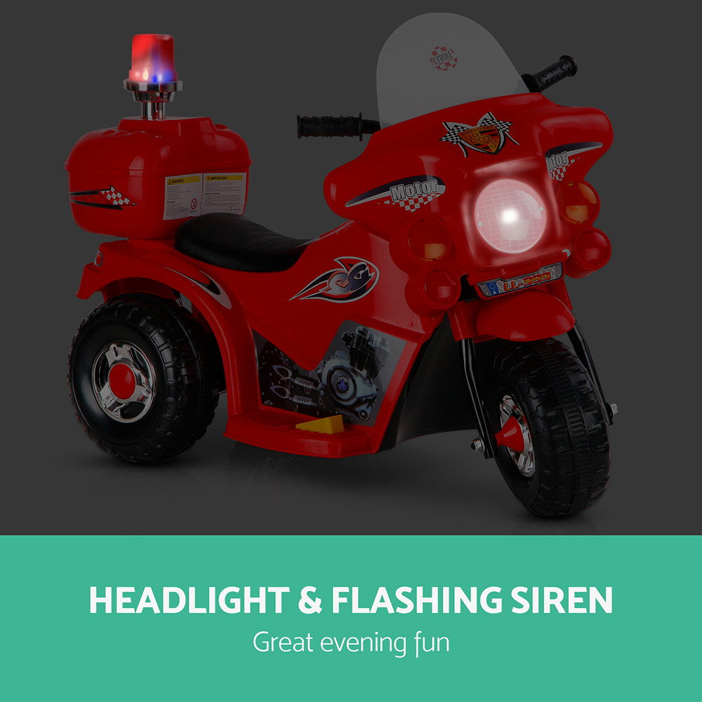 Marlook Kids Electric Ride On Police Motorcycle Motorbike 6V Battery Red