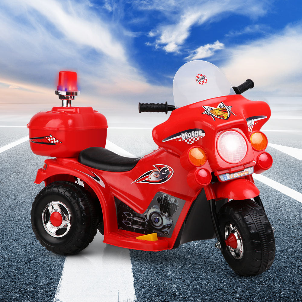 Marlook Kids Electric Ride On Police Motorcycle Motorbike 6V Battery Red